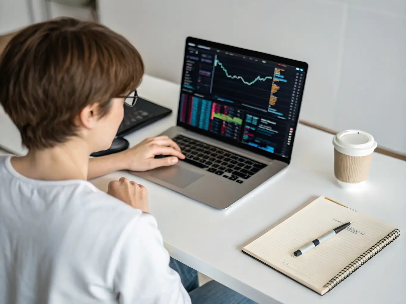 An image of a person working on a laptop with AI-related diagrams and notes on the screen, representing Educational Tips and Guides.